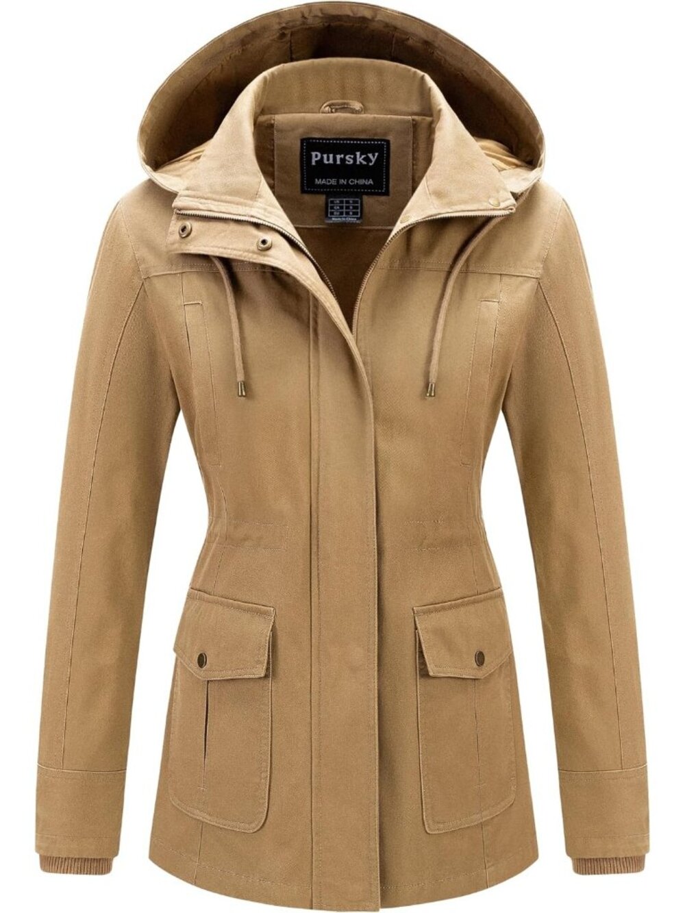 Women's Khaki Cotton Anorak Lightweight Casual Military Safari Jackets